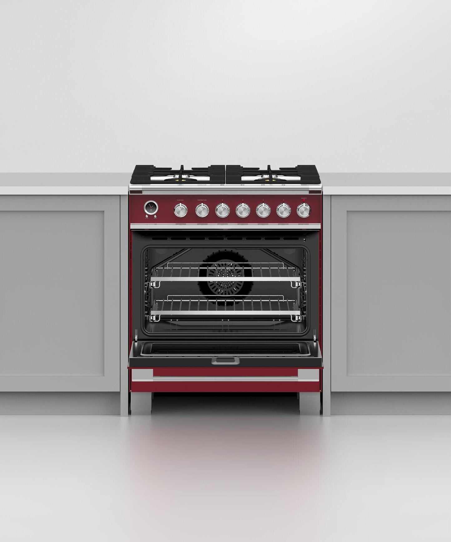 FISHER & PAYKEL OR30SCG6R1 30" Series 9 Classic 4 Burner Dual Fuel Self-Cleaning Range Red - OR30SCG6R1