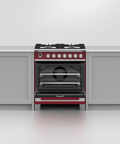 FISHER & PAYKEL OR30SCG6R1 30" Series 9 Classic 4 Burner Dual Fuel Self-Cleaning Range Red - OR30SCG6R1