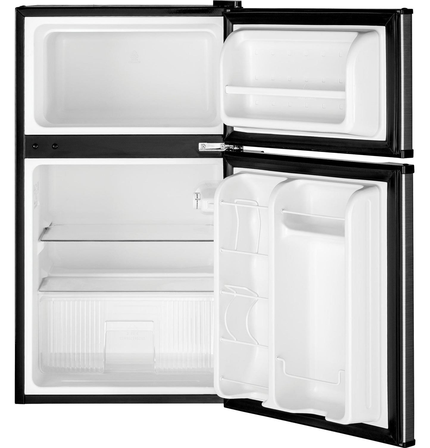 GE APPLIANCES GDE03GLKLB GE® ENERGY STAR® Double-Door Compact Refrigerator in Stainless Steel - GDE03GLKLB