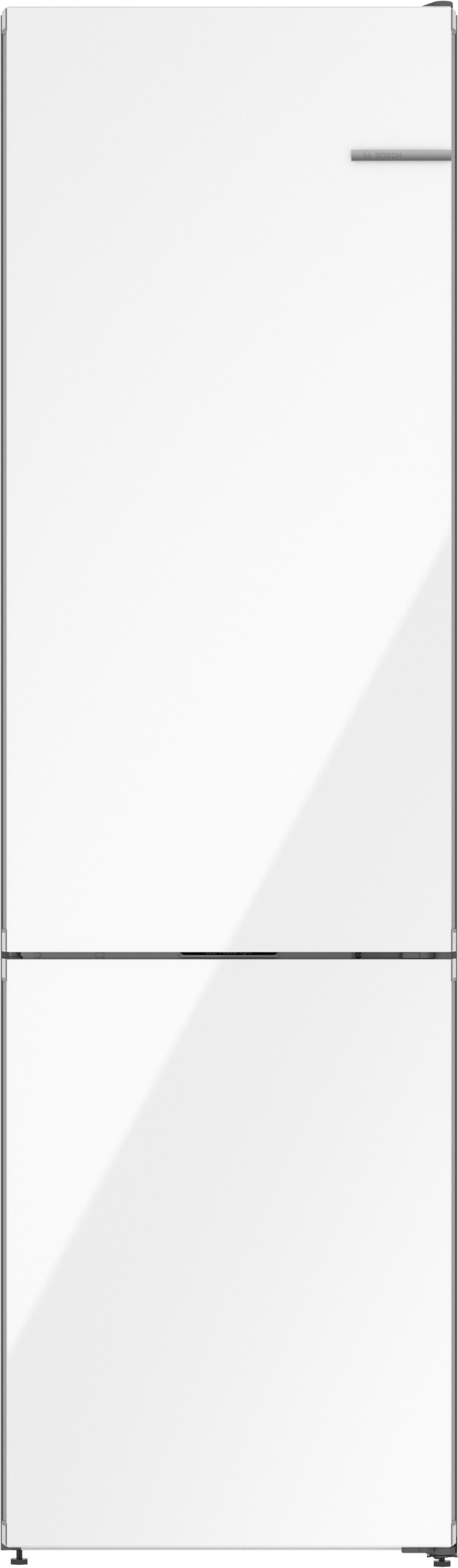 BOSCH B24CB80ESW 800 Series, free-standing fridge-freezer with freezer at bottom, glass door, 24'', White, Total No Frost White - B24CB80ESW