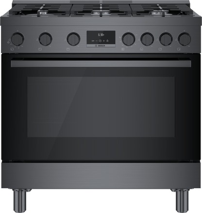 BOSCH HGS8645UC 800 Series, Gas freestanding range, 36'', Black stainless steel Black in Stainless Steel - HGS8645UC