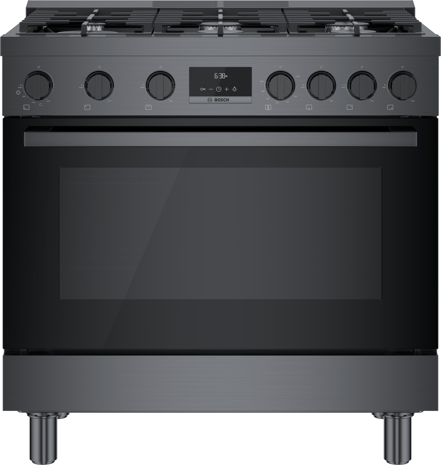 BOSCH HGS8645UC 800 Series, Gas freestanding range, 36'', Black stainless steel Black in Stainless Steel - HGS8645UC