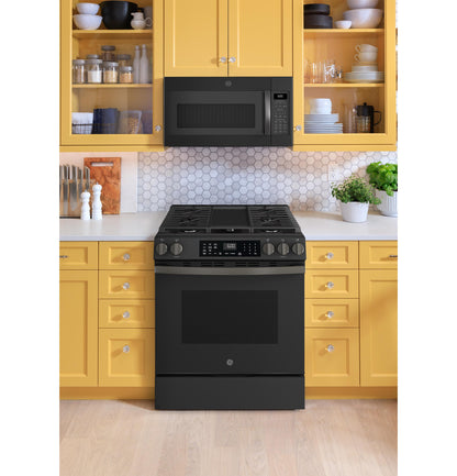 GE APPLIANCES GGS600AVDS GE® 30" Slide-In Front-Control Convection Gas Range with No Preheat Air Fry and EasyWash™ Oven Tray Black Slate - GGS600AVDS