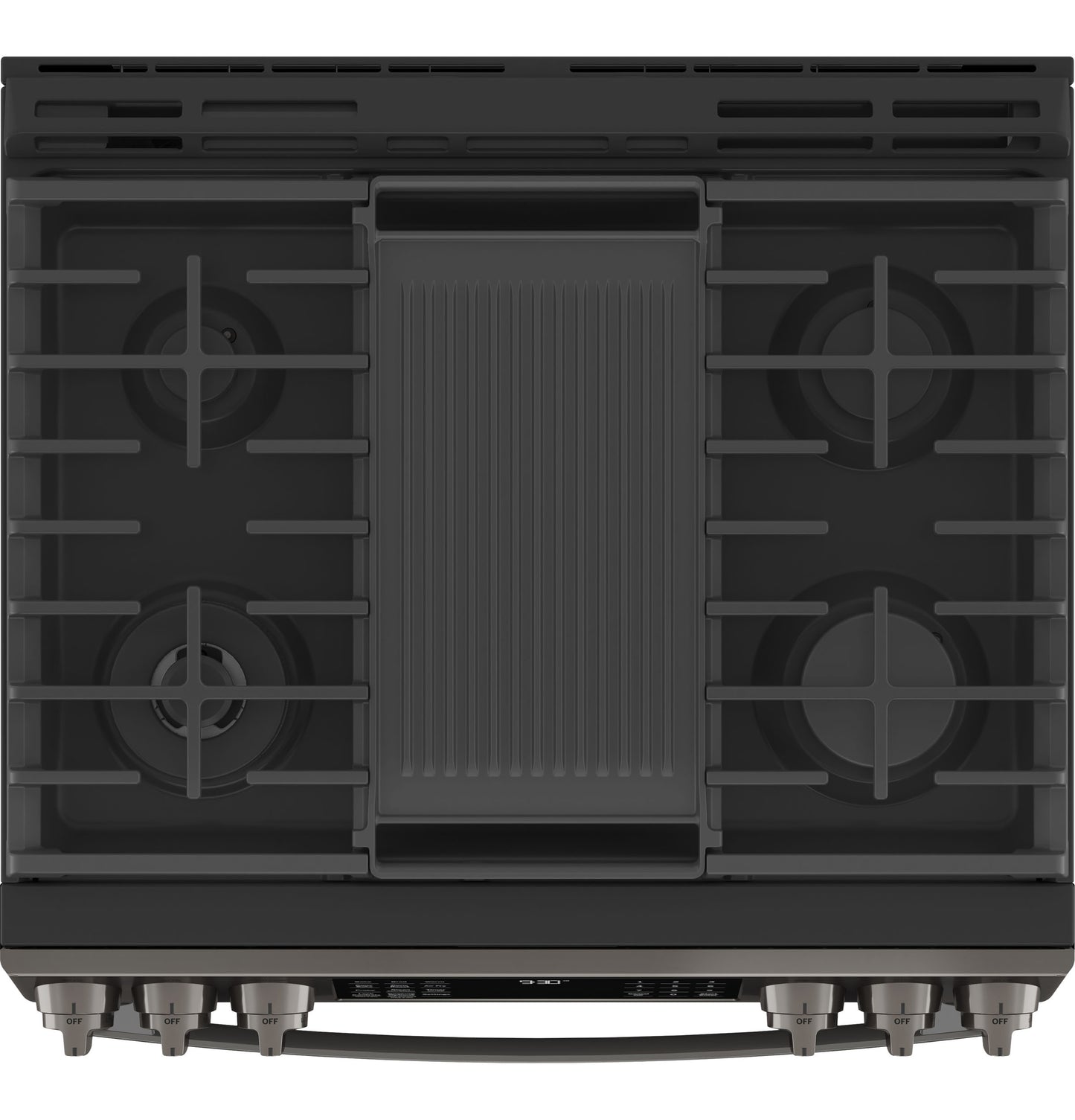 GE APPLIANCES PGS930BPTS GE Profile™ 30" Smart Slide-In Front-Control Gas Range with No Preheat Air Fry Black in Stainless Steel - PGS930BPTS