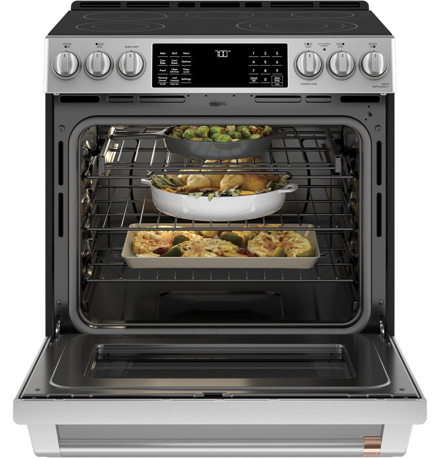 CAFE CES700P2MS1 CAFé™ 30" Smart Slide-In, Front-Control, Radiant and Convection Range in Stainless Steel - CES700P2MS1