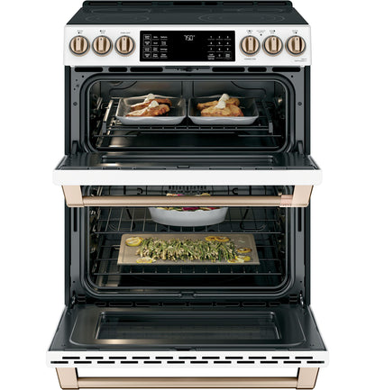 CAFE CES750P4MW2 CAFé™ 30" Smart Slide-In, Front-Control, Radiant and Convection Double-Oven Range White - CES750P4MW2
