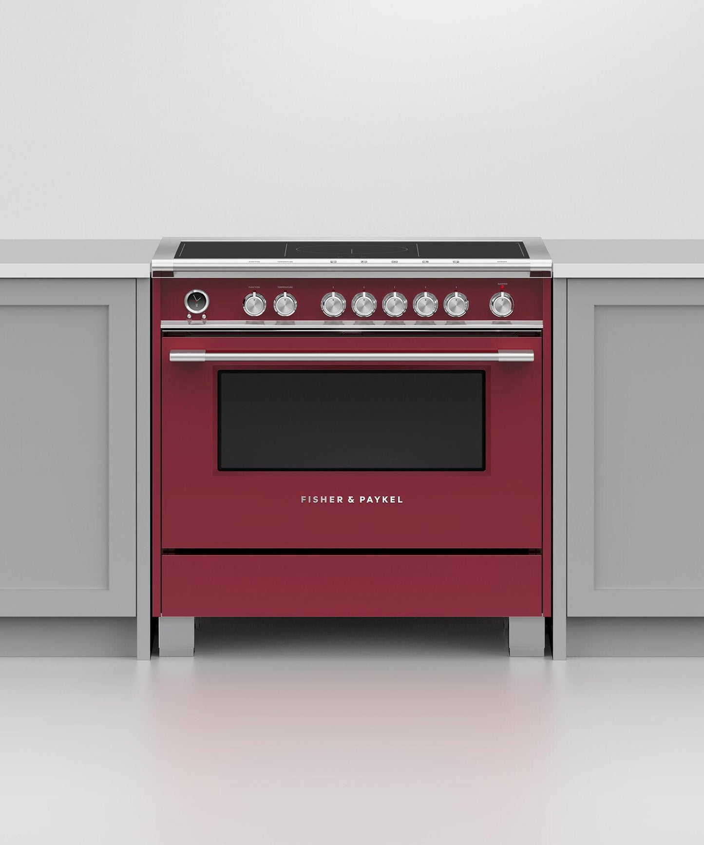 FISHER & PAYKEL OR36SCI6R1 36" Series 9 Classic 5 Zone Induction Self-Cleaning Range Red - OR36SCI6R1
