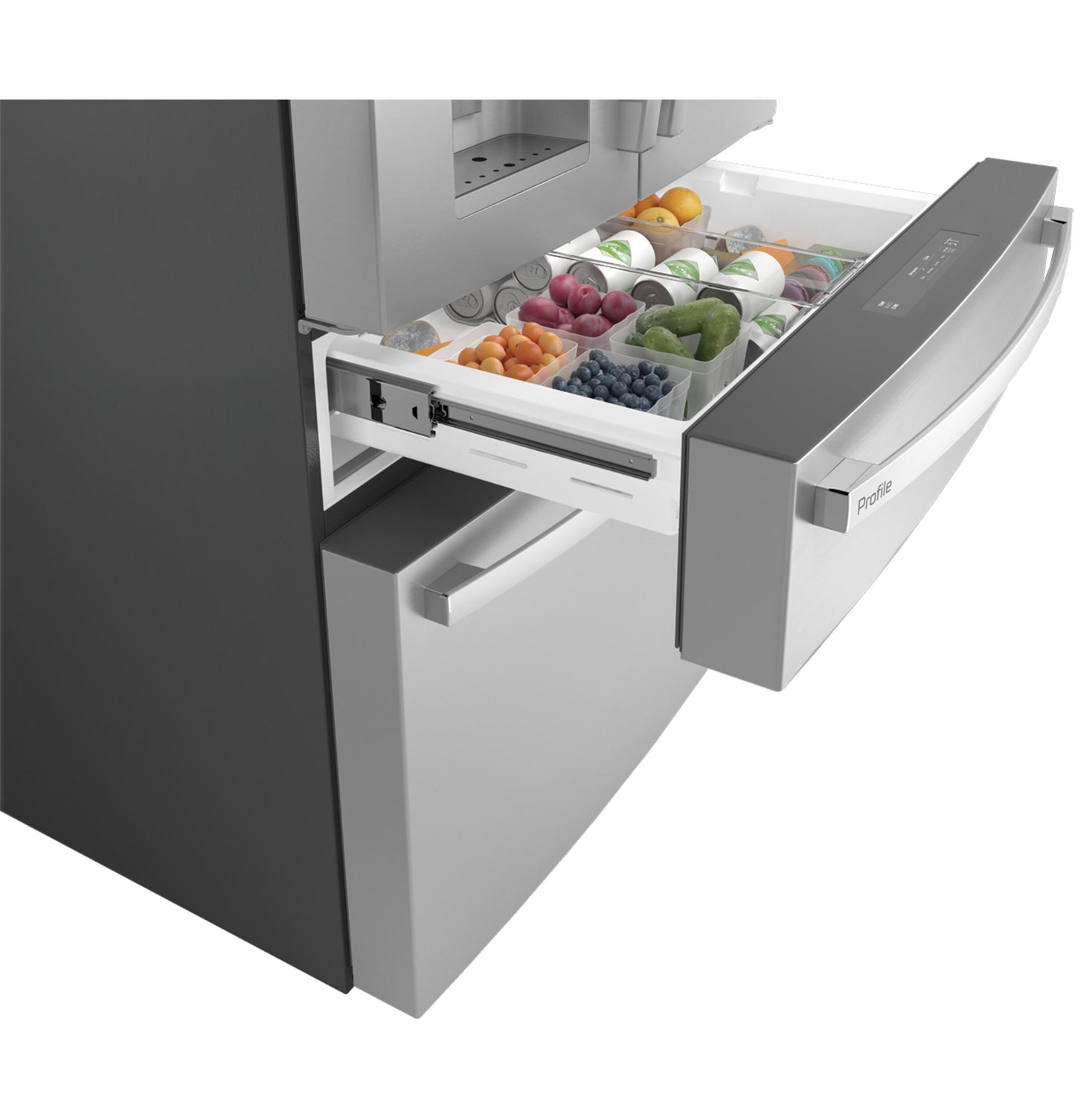 GE APPLIANCES PVD28BYNFS GE Profile™ ENERGY STAR® 27.9 Cu. Ft. Smart Fingerprint Resistant 4-Door French-Door Refrigerator with Door In Door in Stainless Steel - PVD28BYNFS