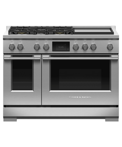 FISHER & PAYKEL RDV3485GDN 48" Series 9 Professional Dual Fuel 5 Burner with Griddle Self-Cleaning Range in Stainless Steel - RDV3485GDN