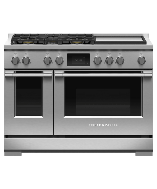 FISHER & PAYKEL RDV3485GDN 48" Series 9 Professional Dual Fuel 5 Burner with Griddle Self-Cleaning Range in Stainless Steel - RDV3485GDN