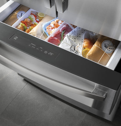 GE APPLIANCES PVD28BYNFS GE Profile™ ENERGY STAR® 27.9 Cu. Ft. Smart Fingerprint Resistant 4-Door French-Door Refrigerator with Door In Door in Stainless Steel - PVD28BYNFS