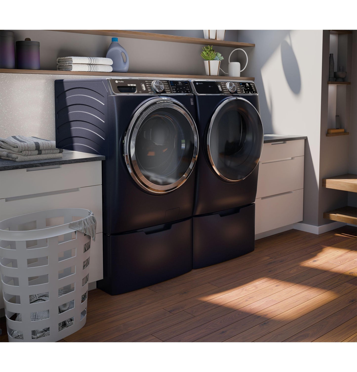 GE APPLIANCES PFD87ESPVRS GE Profile™ 7.8 cu. ft. Capacity Smart Front Load Electric Dryer with Steam and Sanitize Cycle Blue - PFD87ESPVRS