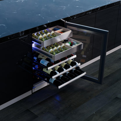 XO APPLIANCE XOU24WWGBR Wine and Weed 24" Black Glass, Right Hinge Black - XOU24WWGBR