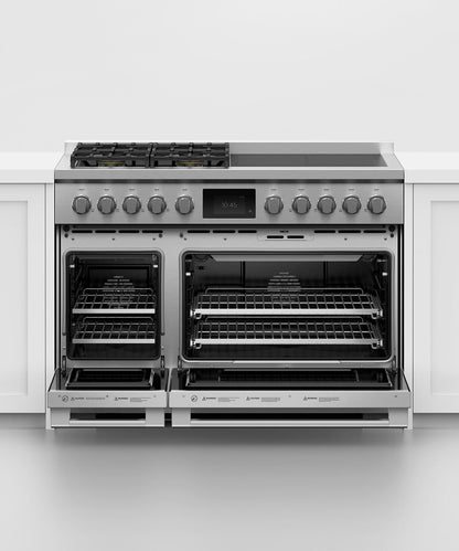 FISHER & PAYKEL RHV3484L 48" Series 11 Professional Dual Fuel 4 Burner + 4 Zone Induction Self-Cleaning Range in Stainless Steel - RHV3484L