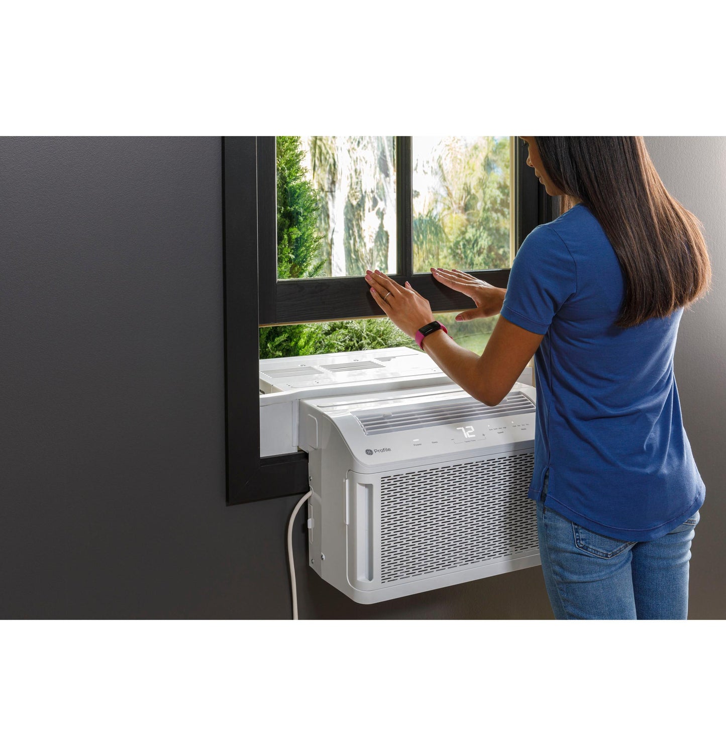 GE APPLIANCES AHTT08BC GE Profile ClearView™ 8,300 BTU Smart Ultra Quiet Window Air Conditioner for Medium Rooms up to 350 sq. ft. White - AHTT08BC