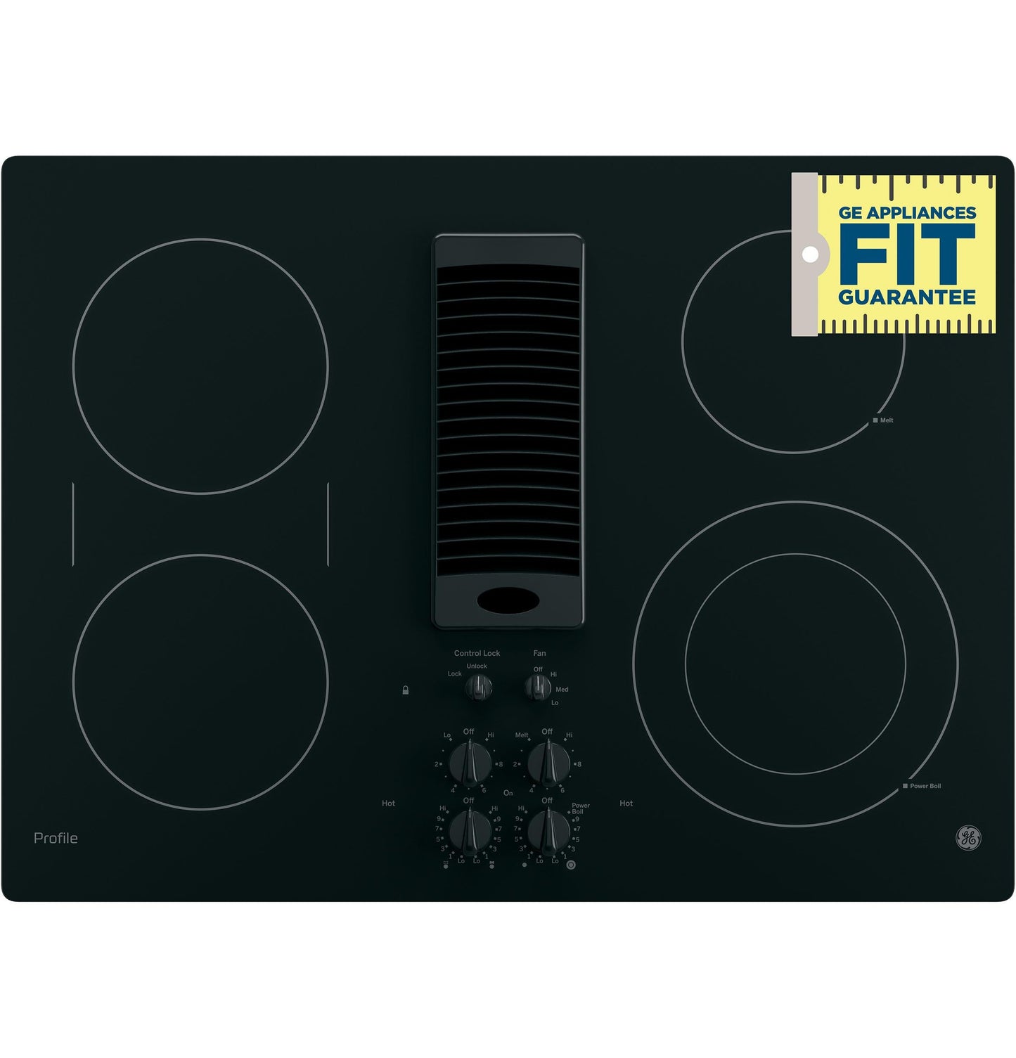 GE APPLIANCES PP9830DRBB GE Profile™ 30" Downdraft Electric Cooktop Black - PP9830DRBB