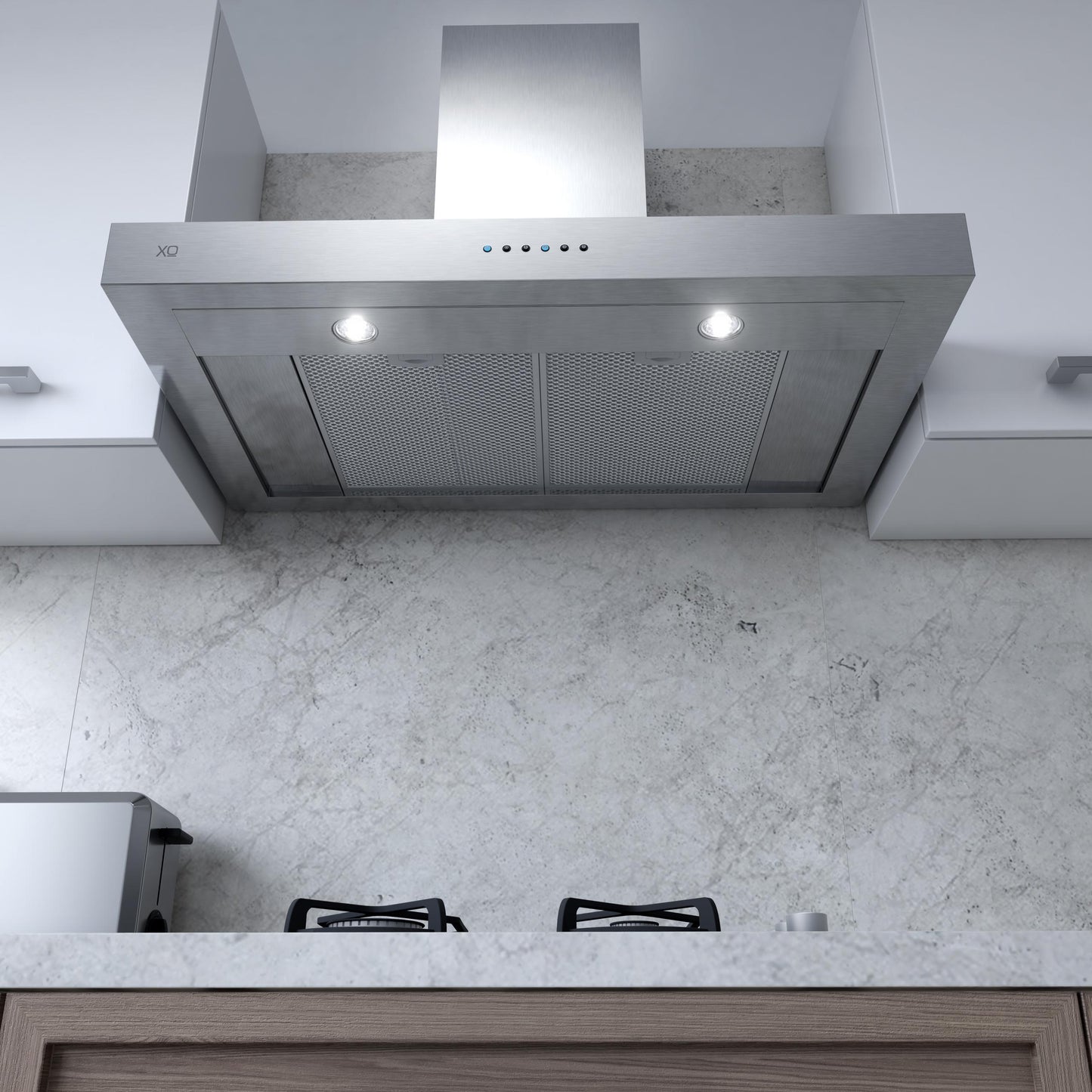 XO APPLIANCE XOR48SC 48" CCC 600/395 CFM Sleek Contemporary Italian Made Wall Mount Hood in Stainless Steel - XOR48SC
