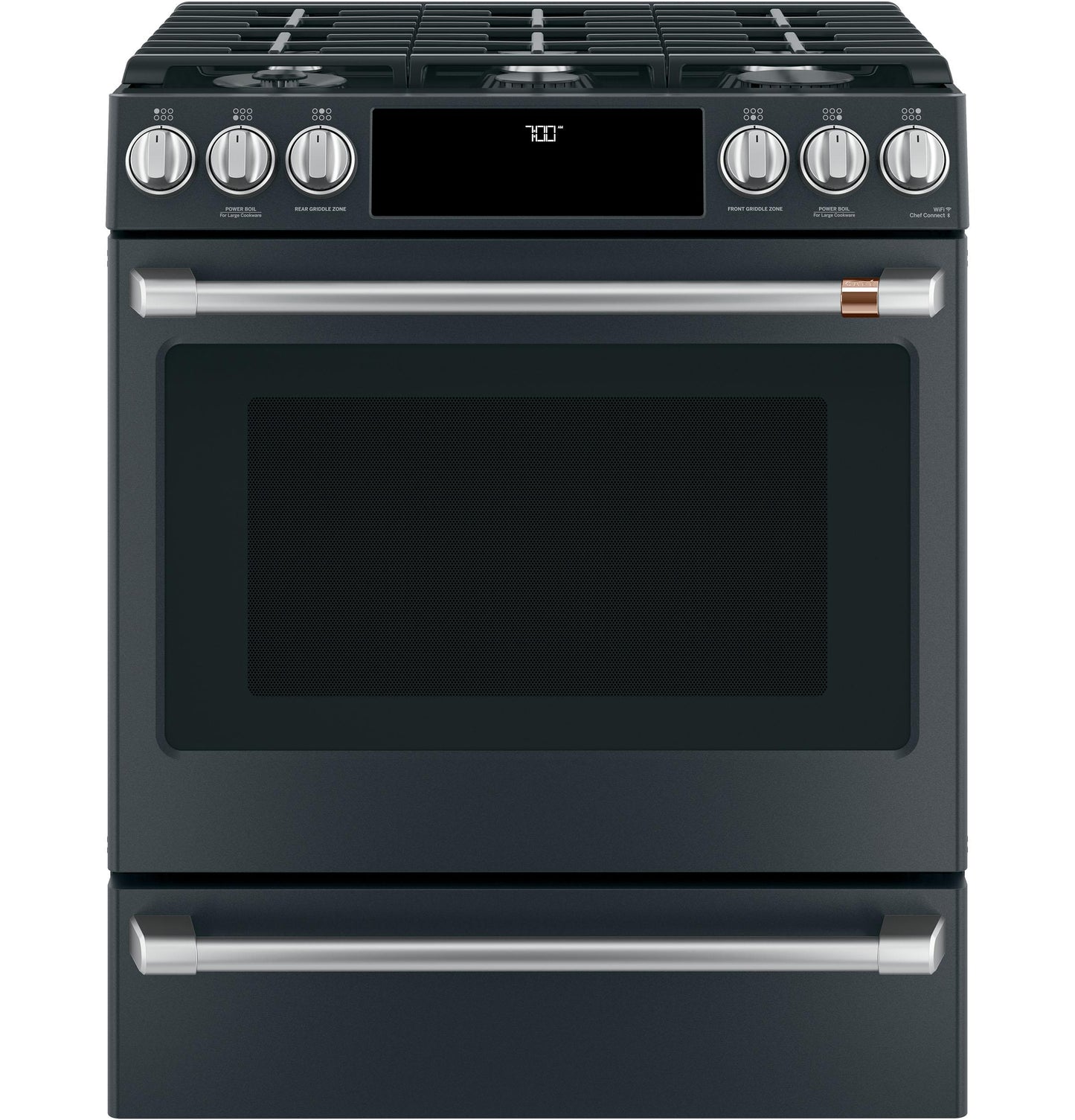 GE APPLIANCES CAFE CGS700P3MD1 CAFé™ 30" Smart Slide-In, Front-Control, Gas Range with Convection Oven Black - CGS700P3MD1
