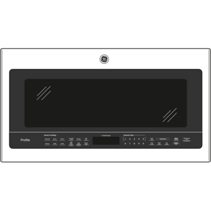 GE APPLIANCES GE Profile 2.1 Cu. Ft. Over-the-Range Sensor Microwave Oven Black in Stainless Steel - PVM9005BLTS