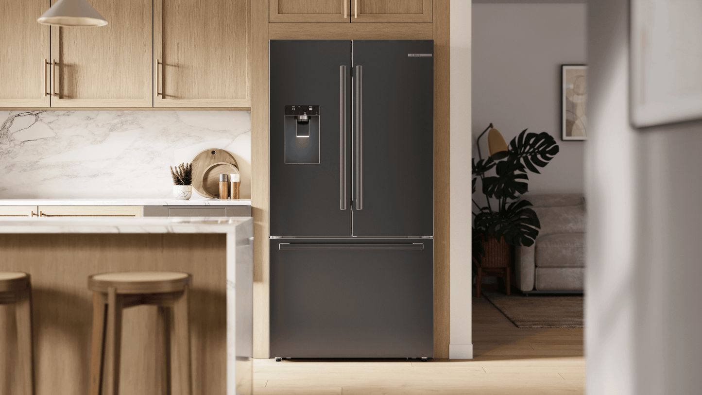 BOSCH B36CD52SNB 500 Series, French Door Bottom freezer, multi door, 36'', Black inox-antifingerprint, Total No Frost Black in Stainless Steel - B36CD52SNB
