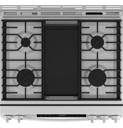 GE APPLIANCES GGS600AVWW GE® 30" Slide-In Front-Control Convection Gas Range with No Preheat Air Fry and EasyWash™ Oven Tray White - GGS600AVWW