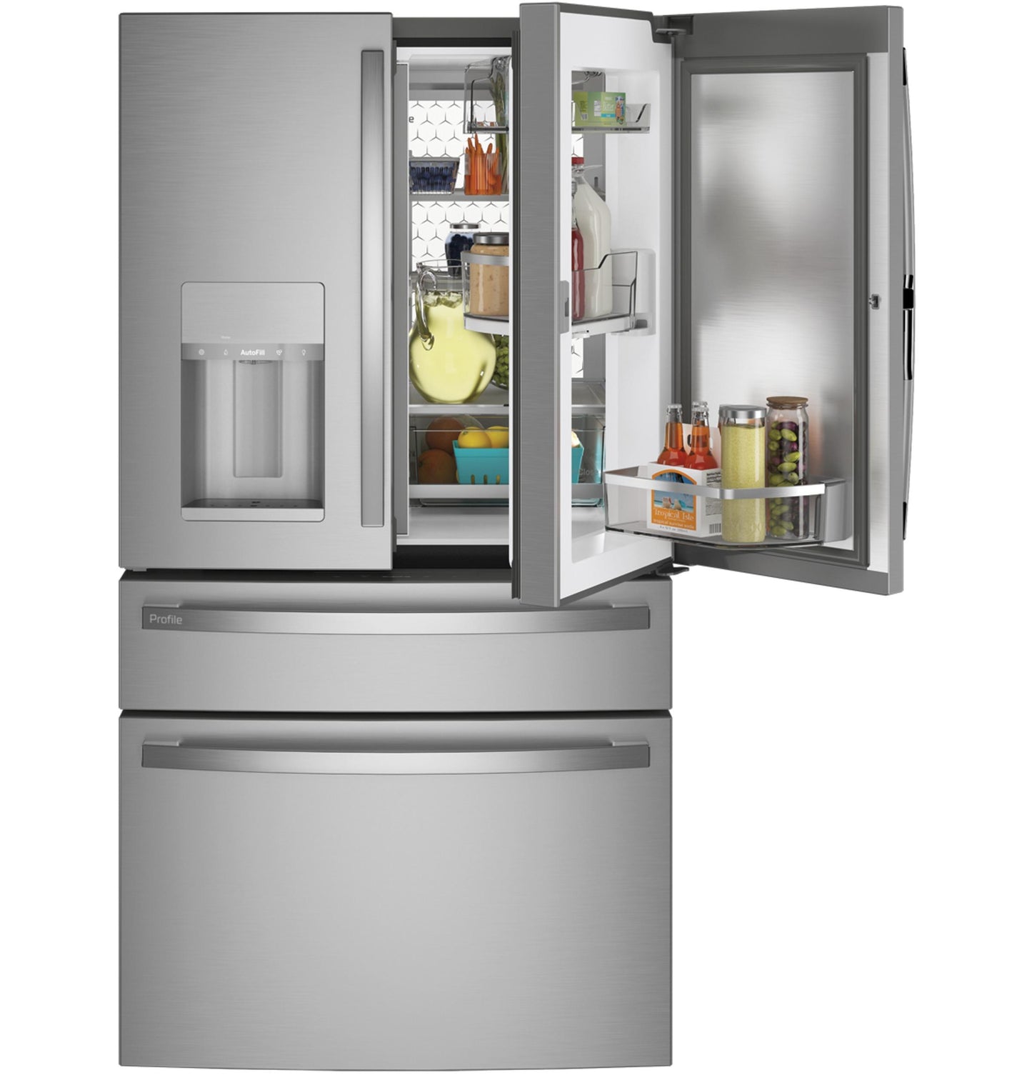 GE APPLIANCES PVD28BYNFS GE Profile™ ENERGY STAR® 27.9 Cu. Ft. Smart Fingerprint Resistant 4-Door French-Door Refrigerator with Door In Door in Stainless Steel - PVD28BYNFS