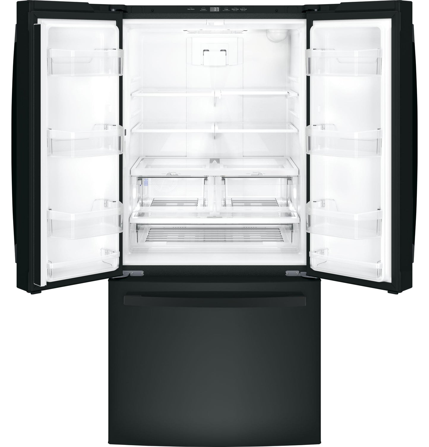 GE APPLIANCES 18.6 Cu. Ft. Counter-Depth French-Door Refrigerator Black - GWE19JGLBB