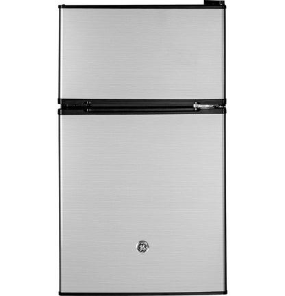 GE APPLIANCES GDE03GLKLB GE® ENERGY STAR® Double-Door Compact Refrigerator in Stainless Steel - GDE03GLKLB