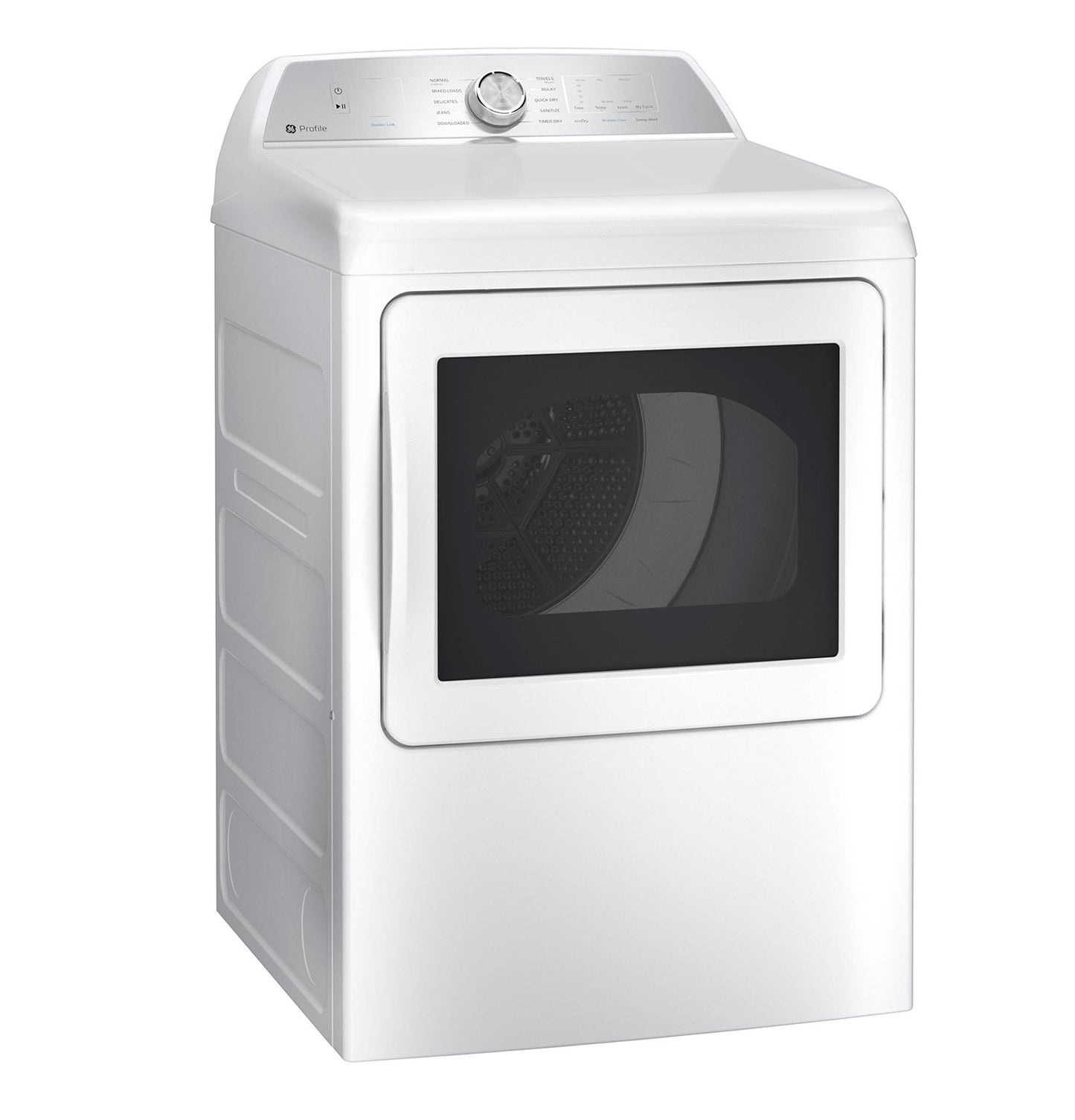 GE APPLIANCES PTD60EBSRWS GE Profile™ ENERGY STAR® 7.4 cu. ft. Capacity aluminized alloy drum Electric Dryer with Sanitize Cycle and Sensor Dry White On Gray