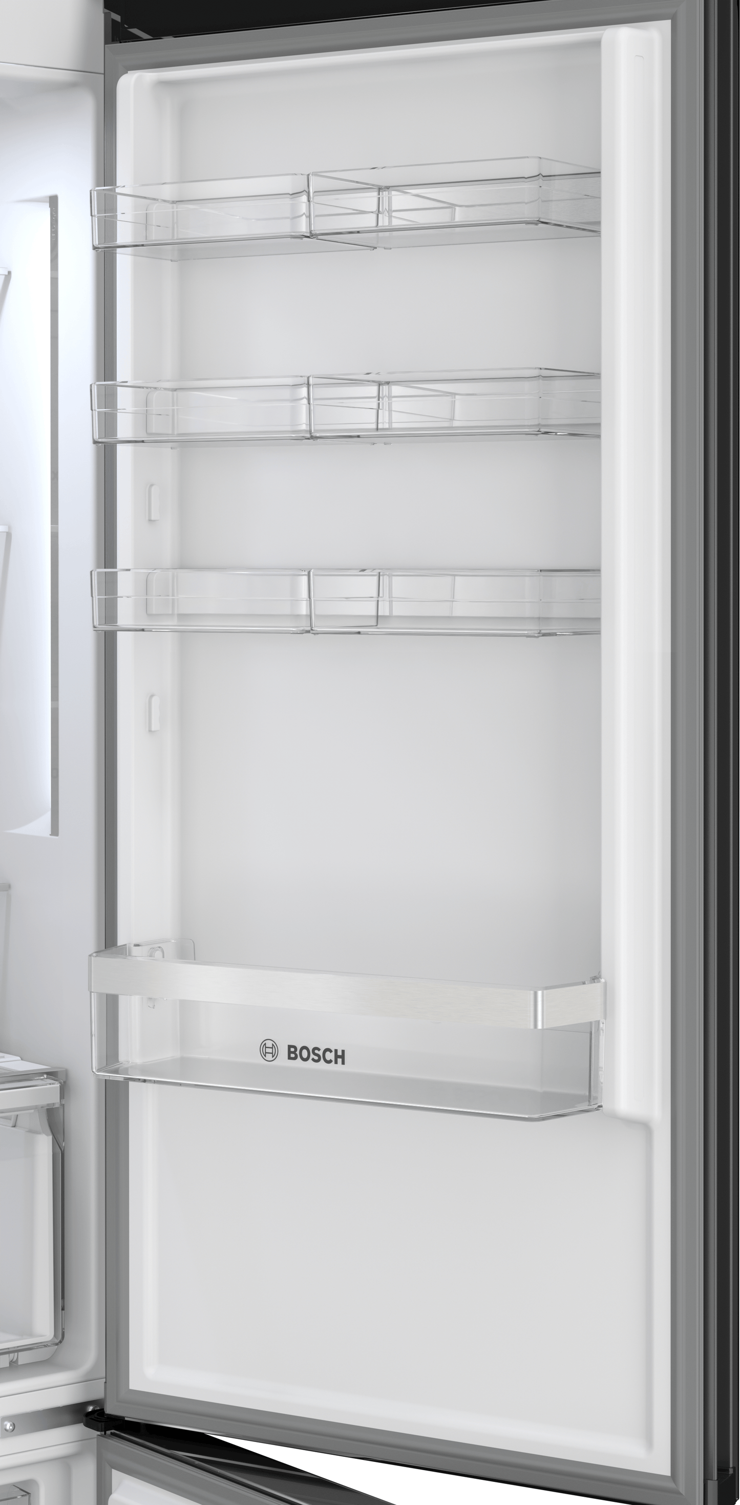 BOSCH B24CB80ESB 800 Series, free-standing fridge-freezer with freezer at bottom, glass door, 24'', Black, Total No Frost Black - B24CB80ESB