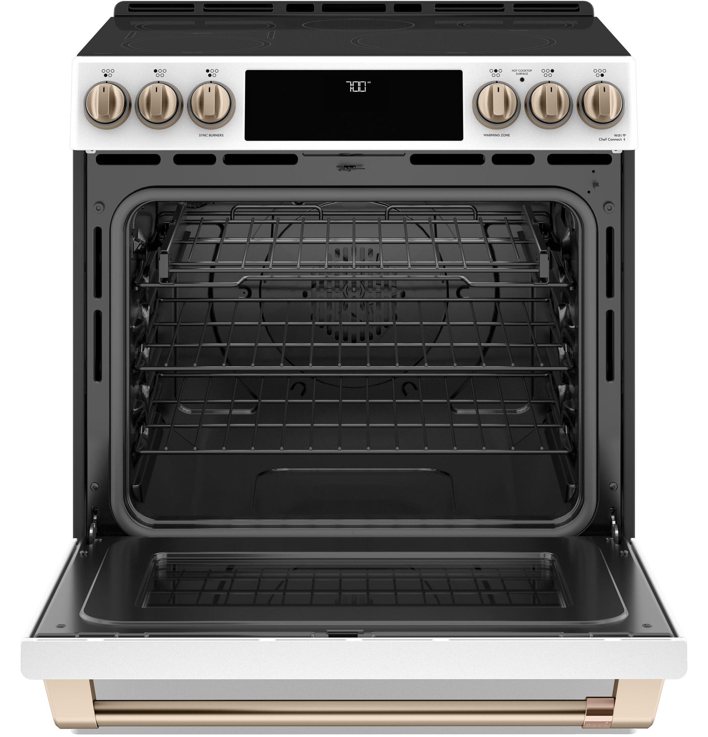 CAFE CES700P4MW2 CAFé30" Smart Slide-In, Front-Control, Radiant and Convection Range White - CES700P4MW2