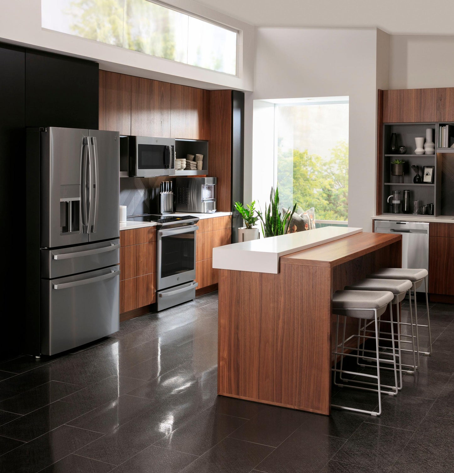 GE APPLIANCES PVD28BYNFS GE Profile™ ENERGY STAR® 27.9 Cu. Ft. Smart Fingerprint Resistant 4-Door French-Door Refrigerator with Door In Door in Stainless Steel - PVD28BYNFS