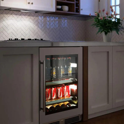 XO APPLIANCE XOU24BCGOL 24" Beverage Center, Panel Ready Glass, Left Hinge Custom Panel Ready - XOU24BCGOL