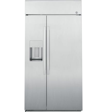 GE APPLIANCES Profile 48" Smart Built-In Side-by-Side Refrigerator with Dispenser in Stainless Steel - PSB48YSNSS