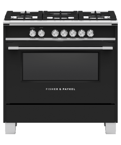 FISHER & PAYKEL OR36SCG4B1 36" Series 7 Classic 5 Burner Gas Range Black - OR36SCG4B1