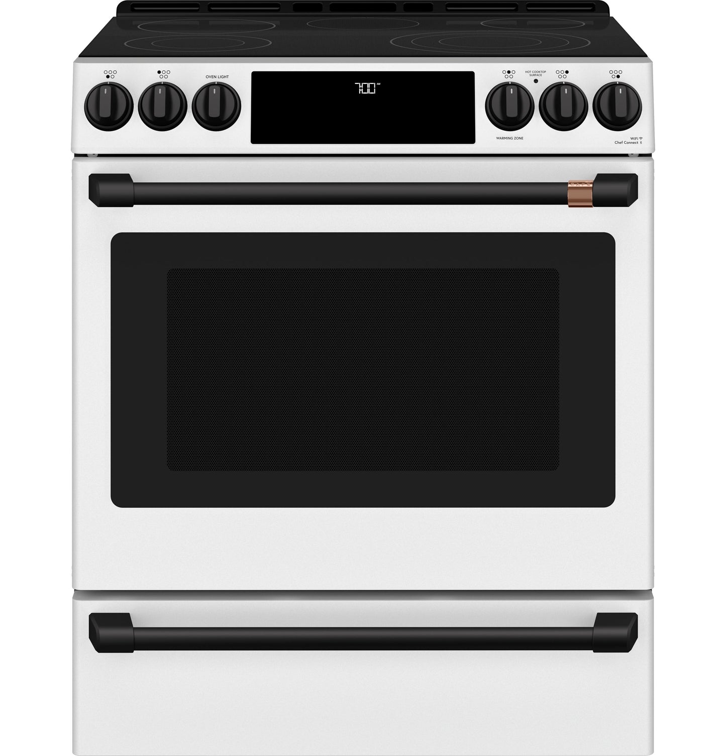 CAFE  30" Smart Slide-In, Front-Control, Radiant and Convection Range White - CES700P4MW2