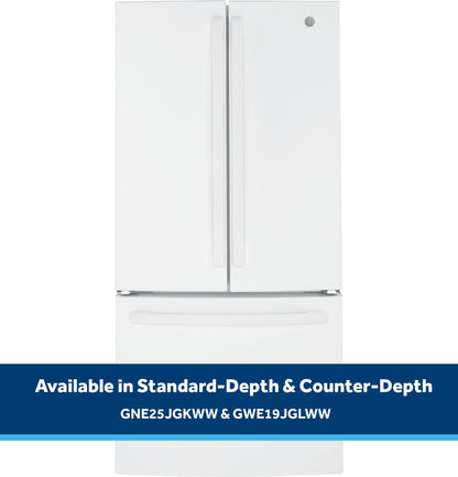 GE APPLIANCES 18.6 Cu. Ft. Counter-Depth French-Door Refrigerator White - GWE19JGLWW