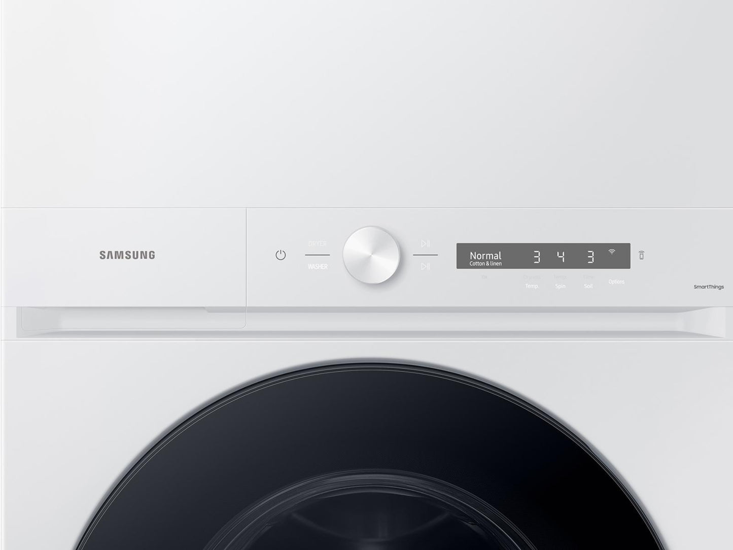 SAMSUNG WH46DBH100GW Bespoke 4.6 cu. ft. AI Laundry Hub™ Large Capacity Single Unit Washer with Steam Wash and 7.6 cu. ft. Gas Dryer in White - WH46DBH100GW