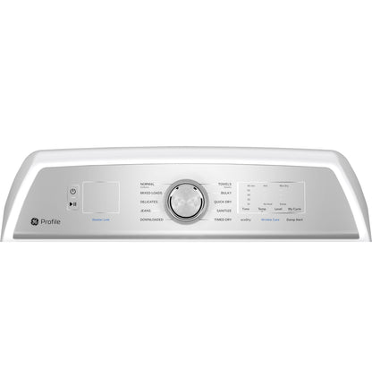 GE APPLIANCES PTD60GBSRWS GE Profile™ ENERGY STAR® 7.4 cu. ft. Capacity aluminized alloy drum Gas Dryer with Sanitize Cycle and Sensor Dry White On Gray - PTD60GBSRWS