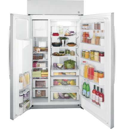 GE APPLIANCES Profile 42" Smart Built-In Side-by-Side Refrigerator with Dispenser in Stainless Steel - PSB42YSNSS