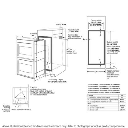 GE APPLIANCES PTD700RSNSS GE Profile™ 30" Smart Built-In Convection Double Wall Oven with Right-Hand Side-Swing Doors in Stainless Steel - PTD700RSNSS