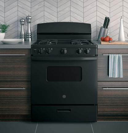 GE APPLIANCES GE 30" Free-Standing Front Control Gas Range Black - JGBS10DEMBB
