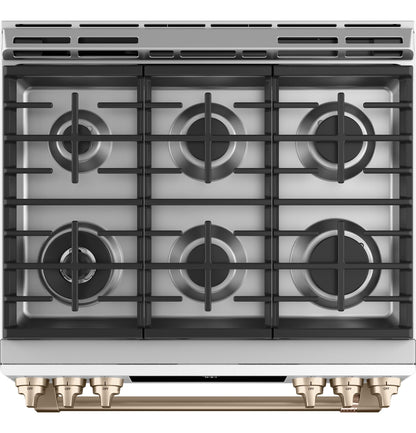 CAFE 30" Smart Slide-In, Front-Control, Gas Range with Convection Oven White - CGS700P4MW2