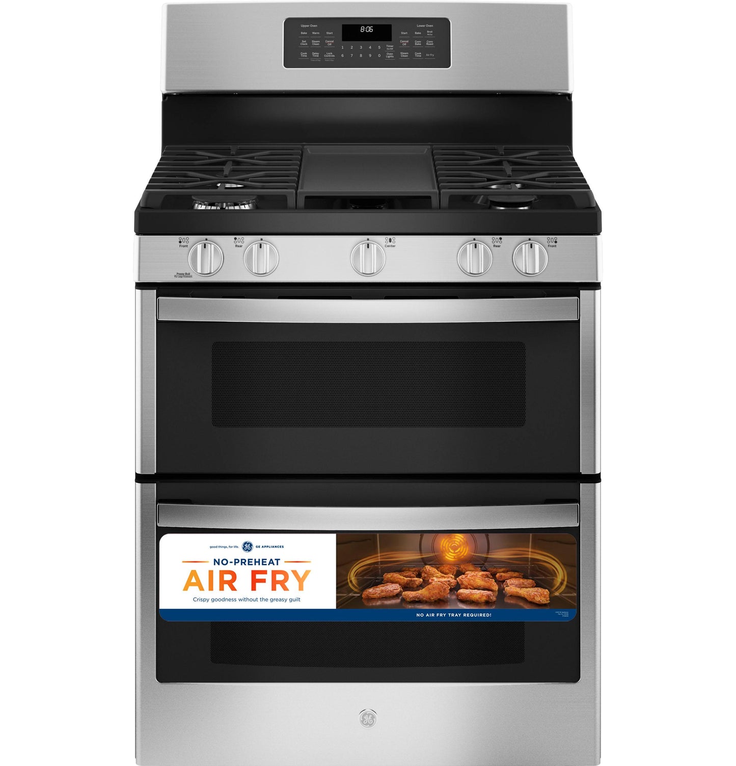 GE APPLIANCES GE 30" Free-Standing Gas Double Oven Convection Range in Stainless Steel - JGBS86SPSS