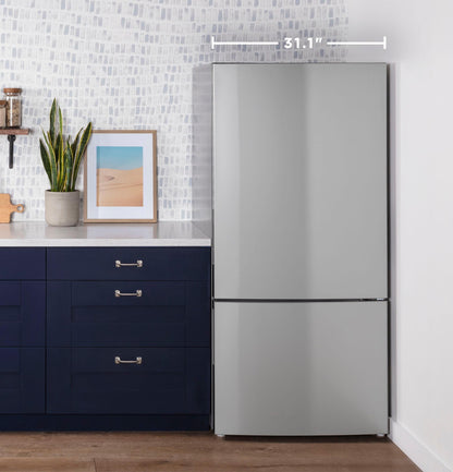 GE APPLIANCES GBE17HYRFS GE® ENERGY STAR® 17.7 Cu. Ft. Counter-Depth Bottom-Freezer Refrigerator in Stainless Steel - GBE17HYRFS