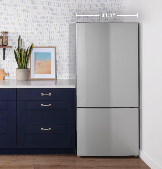 GE APPLIANCES GBE17HYRFS GE® ENERGY STAR® 17.7 Cu. Ft. Counter-Depth Bottom-Freezer Refrigerator in Stainless Steel - GBE17HYRFS