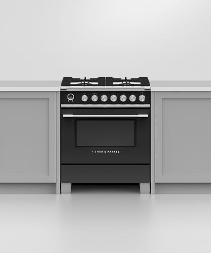 FISHER & PAYKEL OR30SCG6B1 30" Series 9 Classic 4 Burner Dual Fuel Self-Cleaning Range Black - OR30SCG6B1