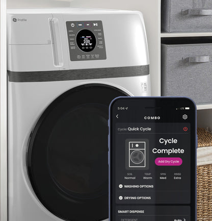 GE APPLIANCES PFQ83HSSWWW GE Profile™ ENERGY STAR® 4.6 cu. ft. Capacity UltraFast Combo with Ventless Inverter Heat Pump Technology Washer/Dryer White - PFQ83HSSWWW