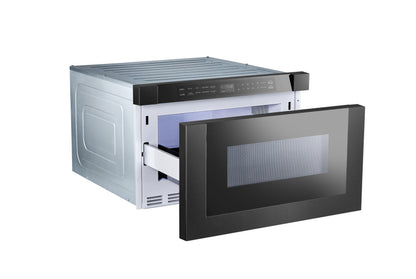 XO APPLIANCE XOMWD24BS 24" Built-In Microwave Drawer - Black Glass & Black Stainless Black in Stainless Steel - XOMWD24BS