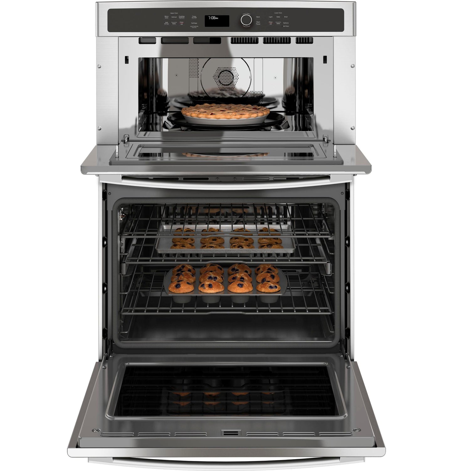 GE APPLIANCES Profile 30" Built-In Combination Convection Microwave/Convection Wall Oven in Stainless Steel - PT7800SHSS